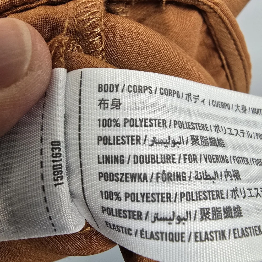 NWT Abercrombie & Fitch Womwn's Ruched Mini Dress Puff Elbow Sleeve Cognac SizeS - Picture 14 of 14